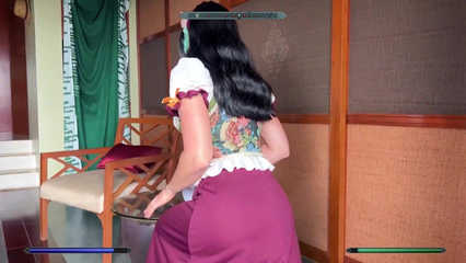 Развратная аргонианская дева ебется с мускулистым парнем